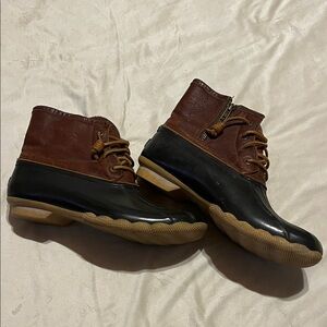 Sperry Women's Brown and Black Lace Up duck Boots